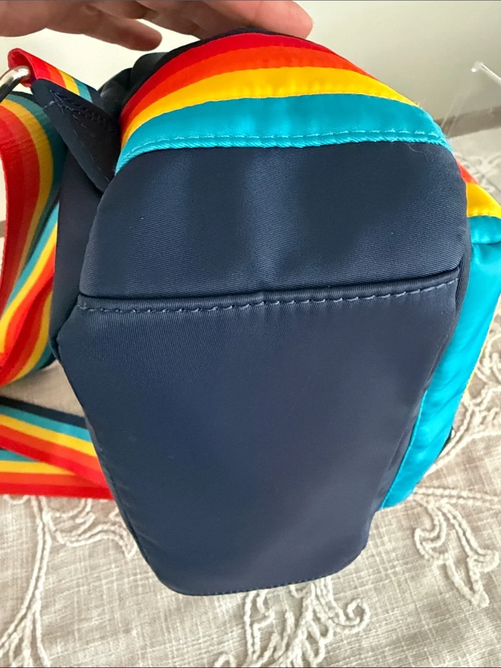 Disney Cruise Line Loungefly Small Navy Backpack Bag with Rainbow Stripes